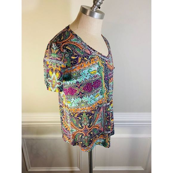 STUNNING! Ladies PATCH BATIK pullover top(90) - Picture 9 of 10